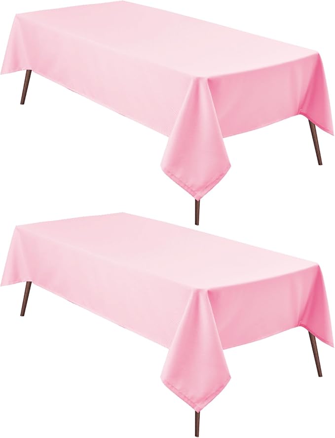 Hiasan 2 Pieces Pink Tablecloth Square - Washable Waterproof Fabric Wrinkle Resistant Table Cloth for Card Tables, Party and Dining, 54 x 54 Inch