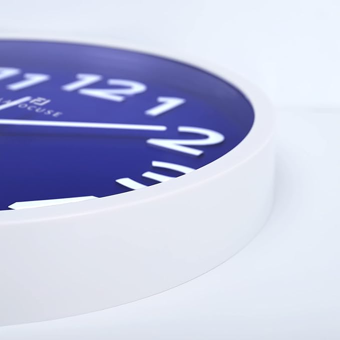 Lafocuse 12 Inch 3D Numbers Blue Wall Clock for Living Room Decor, Modern Kitchen Wall Clock Battery Operated Silent Non-Ticking Bedroom Home Office