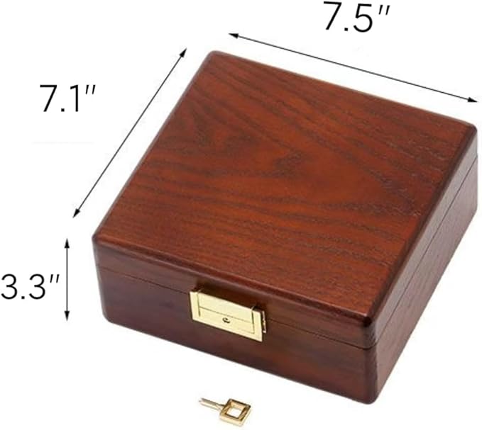 Bescott 2 Layer Solid Wooden Jewelry Box with Lock and Key for Women Men Vintage Velvet Wood Jewelry Organizer Storage for Earrings Rings Necklaces Bracelet Watch Mother’s Day Gift