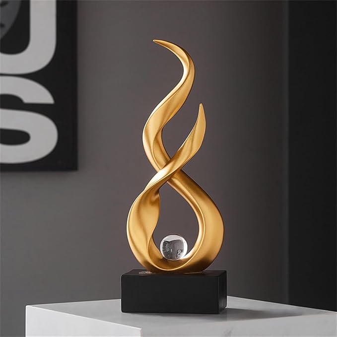 AWNR Abstract Art Deco Decor Statues for Home,Shelves,Table,Living Room, Dining Room,Modern Sculpture Decoraciones of Homes for Sale (Gold B)