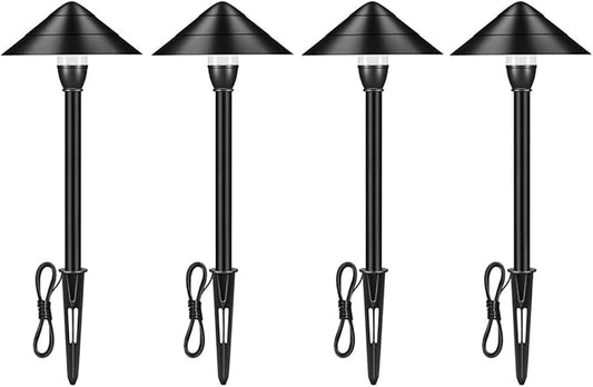 Low Voltage Landscape Lights - Aluminum Outdoor Waterproof 12V 3W 3000K Warm-White Light (4-Pack)