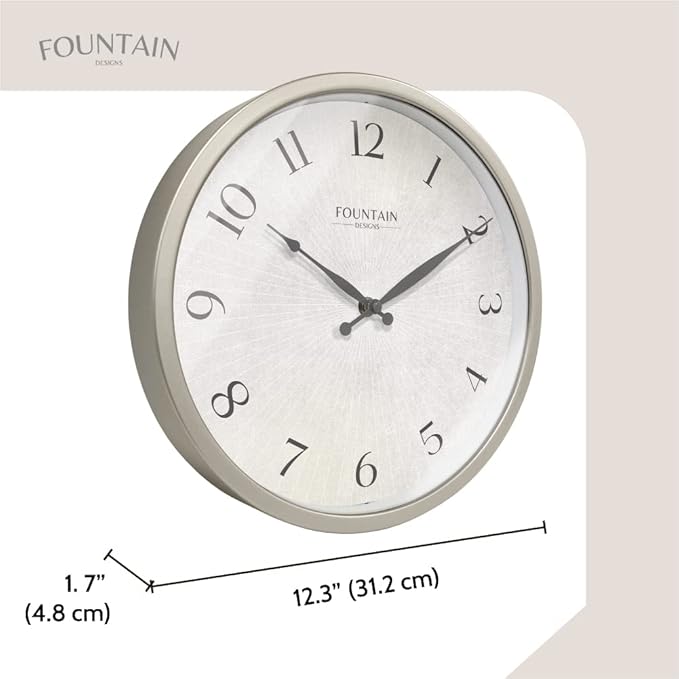 12 Inch Small Modern Farmhouse Wall Clock, Non Ticking Silent Clock, Modern and Vintage (Morning Silver)