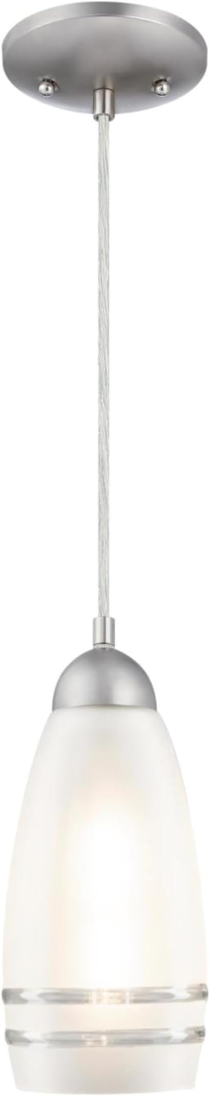 Westinghouse Lighting 6134600 Leeanne Traditional One Light Indoor Mini Pendant, Brushed Nickel Finish, Frosted Glass