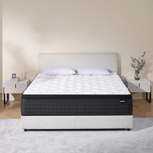 Queen Size Mattress, 10 Inches Hybrid Memory Foam Queen Mattress in a Box, Medium Firm, Pressure Relief, CertiPUR-US