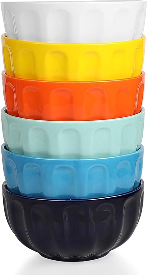 amhomel 6-Piece 24 Ounce Ceramic Soup/Cereal/Rice/Dessert Bowls, Lead-Free, Dishwasher & Microwave Safe