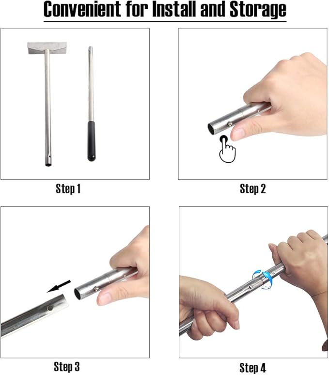 Charcoal Grill Rake Grill Ash Tool Accessories,Charcoal Kettle Grill Pizza Oven Ash Rake Stainless Steel-32 inch