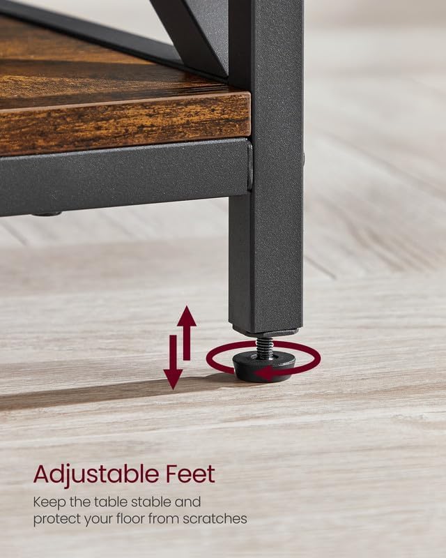 VASAGLE Lift Top Coffee Table, Lift Coffee Table with Storage Shelf, Hidden Compartments and Lifting Top, for Living Room, Office, 19.7 x 39.4 x (19.3-24.4) Inches, Rustic Brown and Black ULCT202B01