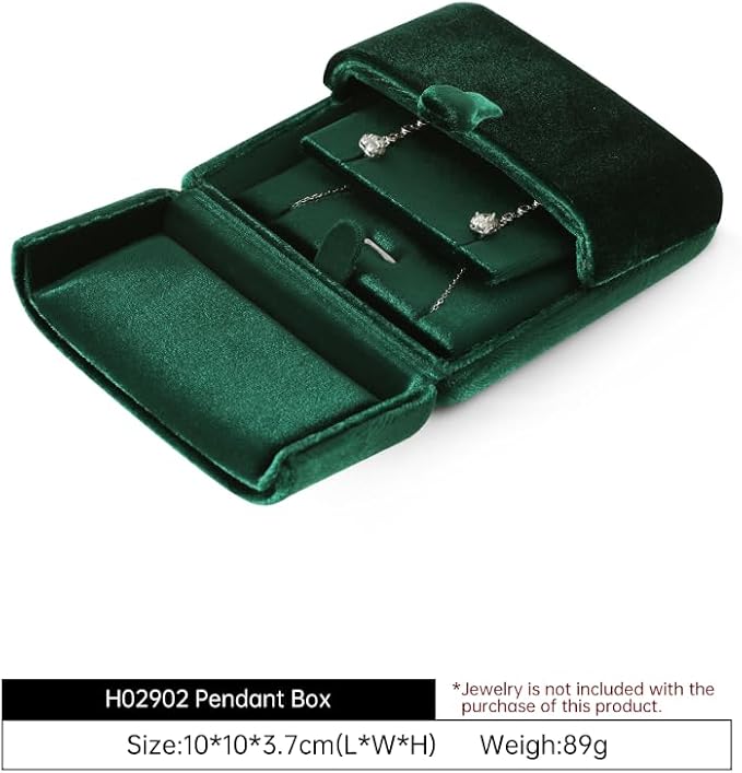 Necklace Jewelry Box，Velvet Earring Gift boxes Display，Valentine Necklaces Holder for Women，Men Earrings Storage Cases (Green)
