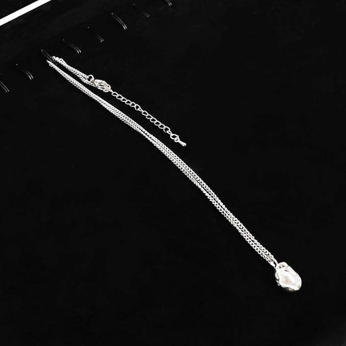 Wudygirl Jewelry Organizer Necklace Organizer Box 20 Hooks Necklaces Holder Display Case Black Velvet Jewelry Organizer with Clear Lid(Black Necklace Tray)