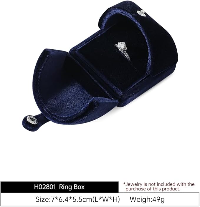 Velvet Ring Box，Engagement Jewelry Gift Boxes Holder for Women,Ceremony Rings Display for Proposal,Wedding Day Case (Blue)