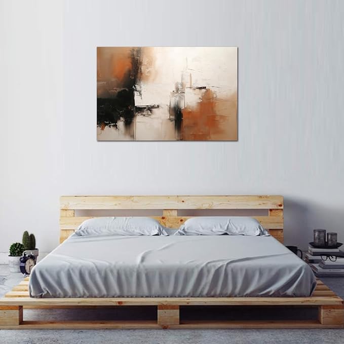 Black and White Canvas Wall Art Decor for Living Room Abstract Wall Art Pictures for Bedroom Brown Artwork Painting Large Modern Canvas Print for Home Office Decorations, Ready to Hang