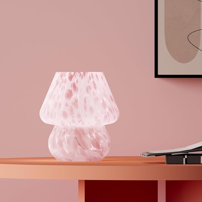 Mushroom Lamp Table Lamp for Bedroom,Small Desk Bedside Lamps for Living Room,Mushroom Decor Cute Mini Modern Mid Century Lamps for Night Stands,Aesthetic Home Living Room Decor(Blush Pink)