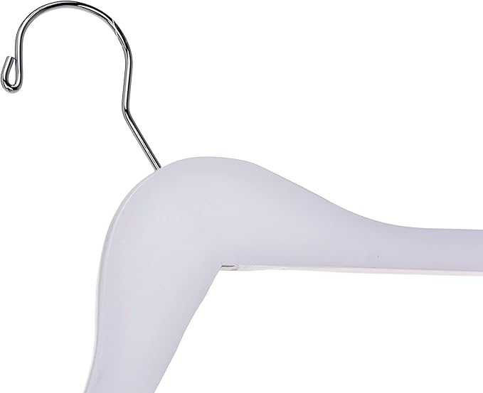 Quality Hangers Wooden - Slightly Curved Hanger 90 Pack Sets - Solid Wood Coat with Stylish Chrome Hooks - Heavy-Duty Clothes, Jacket, Shirt, Pants, Suit Hangers(White, 90), 17.5 inch, W040-30/ctn