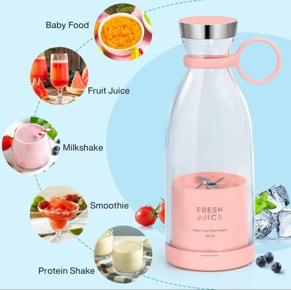 JuiceNGobrand - JuiceNGo Portable Blender, Cordless Juice N Go Portable Blender for Smoothies, Smoothie Blenders with Stainless Steel Blades for Shakes and Smoothies (Pink)