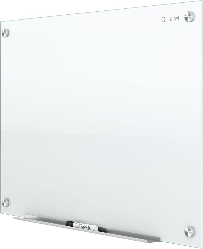 Quartet Glass Whiteboard, Non-Magnetic Dry Erase White Board, 3' x 2', Includes Accessory Tray, 1 Marker and 2 Glass Board Magnets, White Surface, Infinity (G3624NMW)