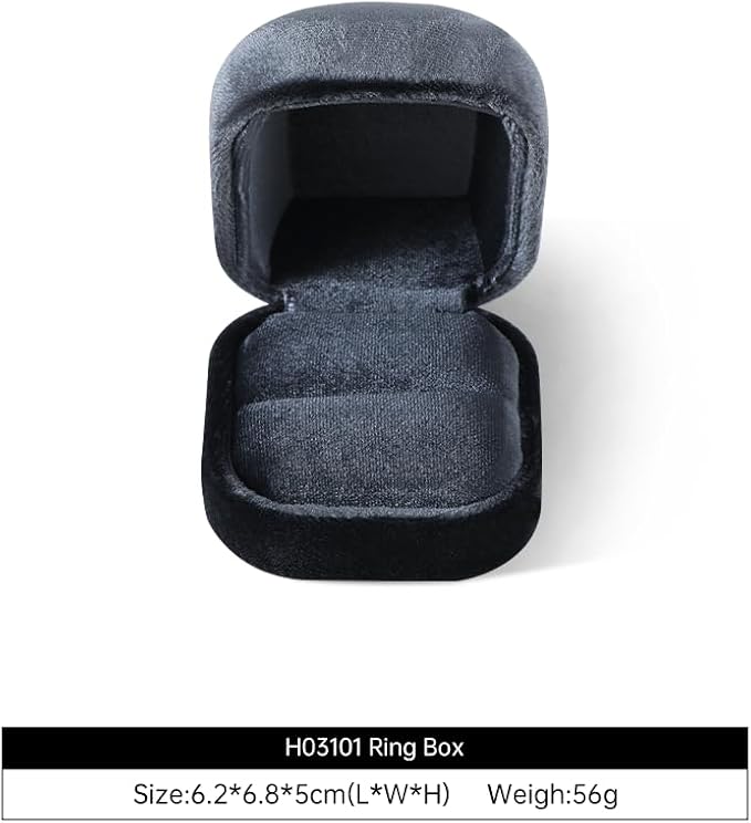 Resilient Velvet Ring Earrings Bracelet Necklace Display Box, Travel Mini Jewelry Organizer Case (Gray, Ring Box)