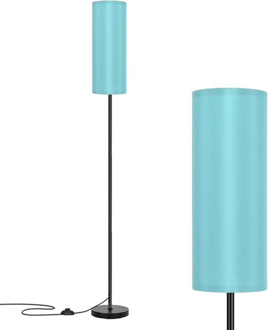 FRIDEKO HOME Floor Lamp with Turquoise Shade, Simple Design with Foot Pedal Switch, Small Tall Lamps for Living Room Bedroom, Corner Floor Stand Light with Black Pole Lamp (No Remote，No Bulb)