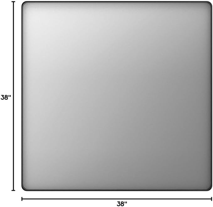 LOAAO 38x38 Inch Black Metal Framed Bathroom Mirror for Wall, Matte Black Bathroom Vanity Mirror Farmhouse, Large Rounded Rectangle Mirror, Anti-Rust, Tempered Glass, Hangs Horizontally or Vertically