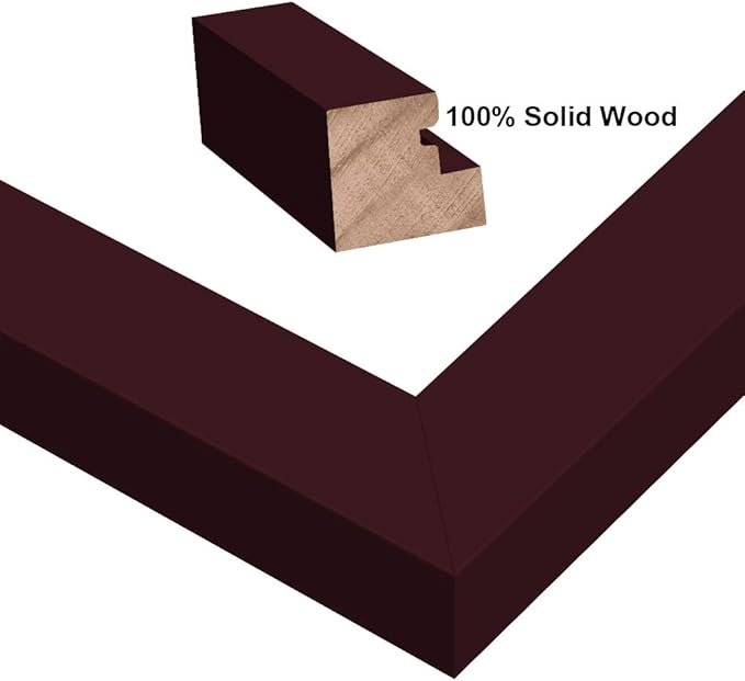 RPJC 6x8 inch Picture Frame Made of Solid Wood and High Definition Glass Display Picture 4x6 with Mat or 6x8 Without Mat for Wall Mounting Photo Frames Dark Brown