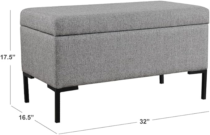 HomePop Upholstered Storage Bench with Metal Leg|Homepop Home Décor|Bench with Storage for Living Room & Entryway - Gray Woven
