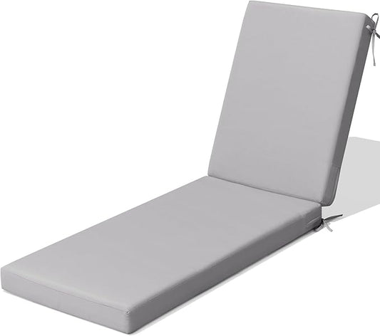 Crestlive Products Chaise Lounge Cushion Outdoor, 72x21 Inch, Waterproof & 3-Year Fade Resistant Lounge Chair Cushion for Outdoor Furniture, Patio Cushion for Pool, Lawn, Light Gray