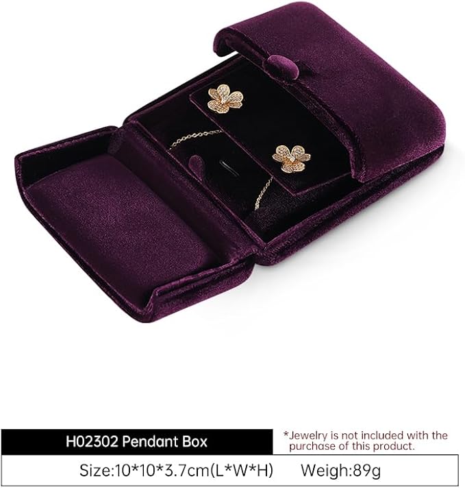 Necklace Jewelry Box，Velvet Earring Gift boxes Display，Valentine Necklaces Holder for Women，Men Earrings Storage Cases (Purple)