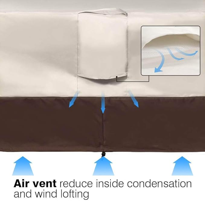 Vailge Waterproof Patio Furniture Set Cover with Padded Handles, Patio/Outdoor Table Cover, Patio/Outdoor Dining Square Table Chairs Cover(Medium,Beige & Brown)