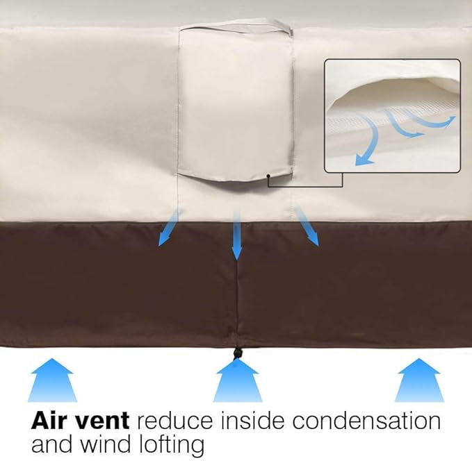 Vailge Waterproof Patio Furniture Set Cover with Padded Handles, Patio/Outdoor Table Cover, Patio/Outdoor Dining Square Table Chairs Cover(Small,Beige & Brown)