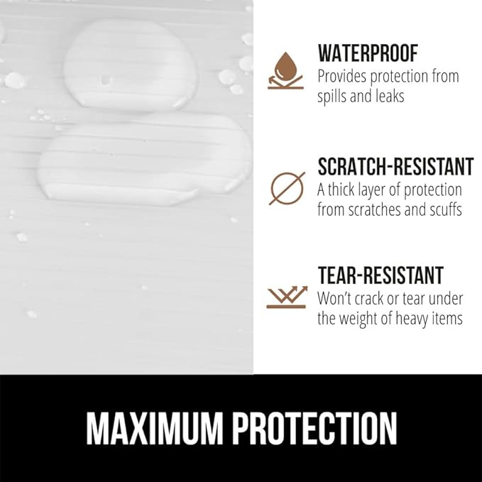 GORILLA GRIP DuraGuard Shelf Liner, 17.5x30 Non-Adhesive Cabinet Liners for Kitchen Drawers, Shelves, Refrigerator, Pantry Storage, Bathroom Closet, Durable Waterproof BPA Free Ribbed Plastic, White