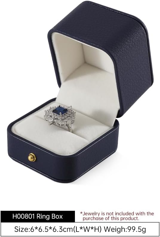 Ring Box Wedding Day, Leather Wedding Ring Box,Premium Engagement Ring Holder,Luxury Ring Display Case,Dark Blue Jewelry Box