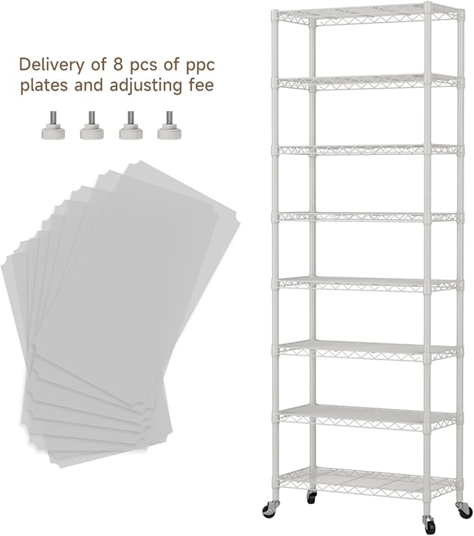 8 Tier Adjustable Storage Shelves Heavy Duty Metal Shelf Wire Shelving Unit Organizer Rack for Home Kitchen Office Pantry Room Bathroom Shelving Organizers and Storage Laundry