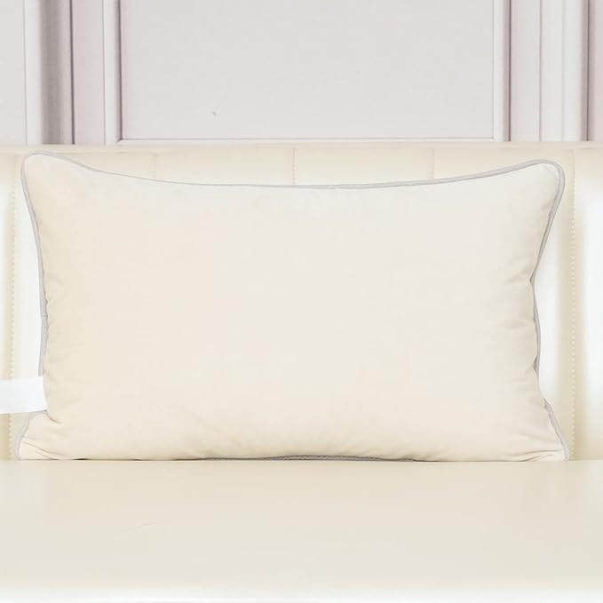 Aeckself European Luxury Velvet Lumbar Throw Pillow Cover 12 x 20 Inch, Embroidery Floral Pillow Cover Home Decor Oblong Pillowcase for Couch Bedroom Living Room, Off White