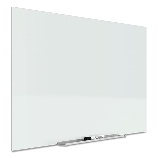 Quartet Glass Whiteboard, Magnetic Dry Erase Board, Wall Mounted Whiteboard for Office, School and Home, 50"W x 28"H, White (G5028IMW)