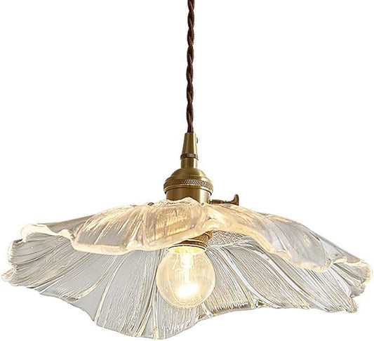 Glass Pendant Light Full Brass Modern Lighting Fixture Transparent Hanging Lamp E26 Socket 11 Inch Adjustable Pendant Lights for Kitchen Island Living Room Bedroom