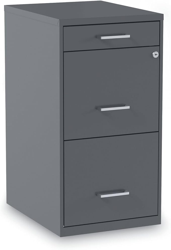 Alera Soho Vertical File Cabinet, 3 Drawers: Pencil/File/File, Letter, Charcoal, 14" X 18" X 26.9"