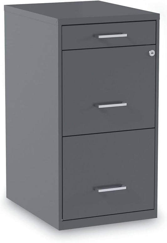 Alera Soho Vertical File Cabinet, 3 Drawers: Pencil/File/File, Letter, Charcoal, 14" X 18" X 26.9"