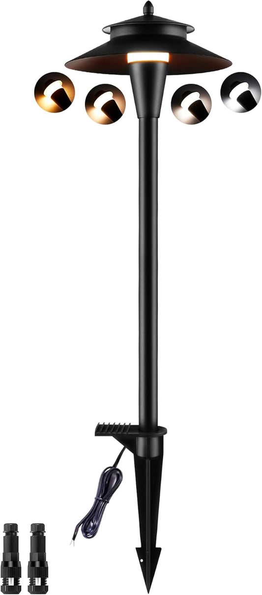 Pathway Lights Low Voltage, 5W 2200K/2700K/3000K/4000K/5000K 20 Inch Black, 12V LED Wired Low Voltage Landscape Lighting for Outdoor Yard Garden Walkway Driveway Pathway Path, ETL, Pack of 1