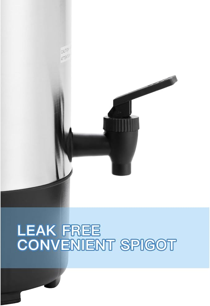 SYBO SR-CP35C Commercial Grade Stainless Steel Percolate Coffee Maker Hot Water Urn for Catering, 30-Cup, 3.5L, Metallic