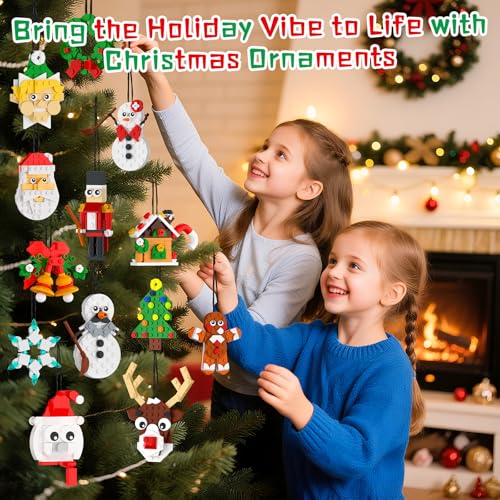 Nubee Christmas Ornaments Building Kit, Christmas Tree, Wreath, Santa, Snowman, Gingerbread, Reindeer, Nutcrackers, Snowflake 13-in-1. Stocking Stuffers Decor Toys Gifts for Boys Girls Kids.