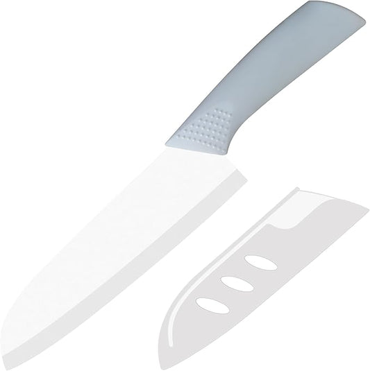 Ceramic Knife - 7 inch Chef's Santoku Knife - Sharp Ceramic Kitchen Knife with Sheath Cover