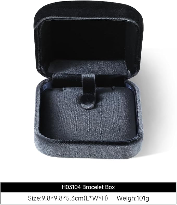Resilient Velvet Ring Earrings Bracelet Necklace Display Box, Travel Mini Jewelry Organizer Case (Gray, Bracelet Box)