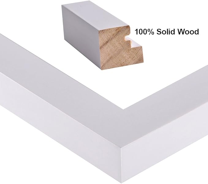 RPJC 11x14 Picture Frames Made of Solid Wood and High Definition Glass Display Pictures 8x10 with Mat or 11x14 Without Mat for Wall Mounting Photo Frame White