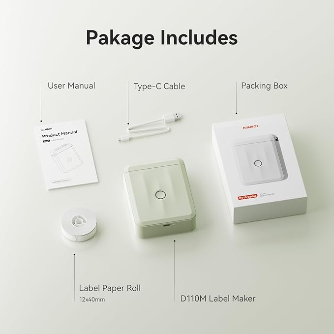 NIIMBOT Label Maker Machine Bluetooth Label Printer for School Home Office Organization, Wireless Mini Labeler D110 Upgraded Version, Label Machine with Label, Green