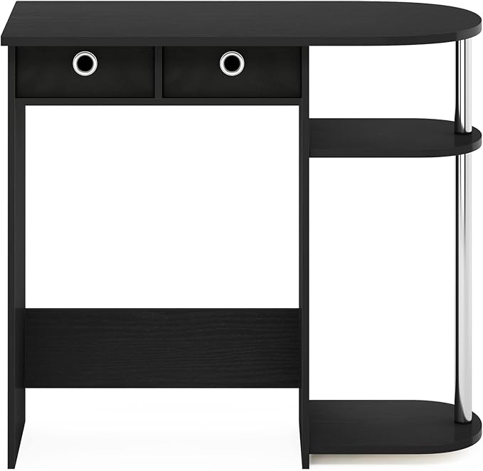 Furinno Go Green Home Laptop Notebook Computer Desk/Table with 2 Drawer Bins, Americano/Chrome