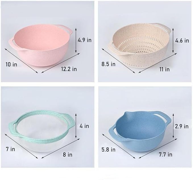 Plastic Mixing Bowls Set 10 PCS with Measuring Spoon, Colorful Serving Bowls for Kitchen, Ideal for Baking, Prepping, Nesting Bowls for Space Saving Storage