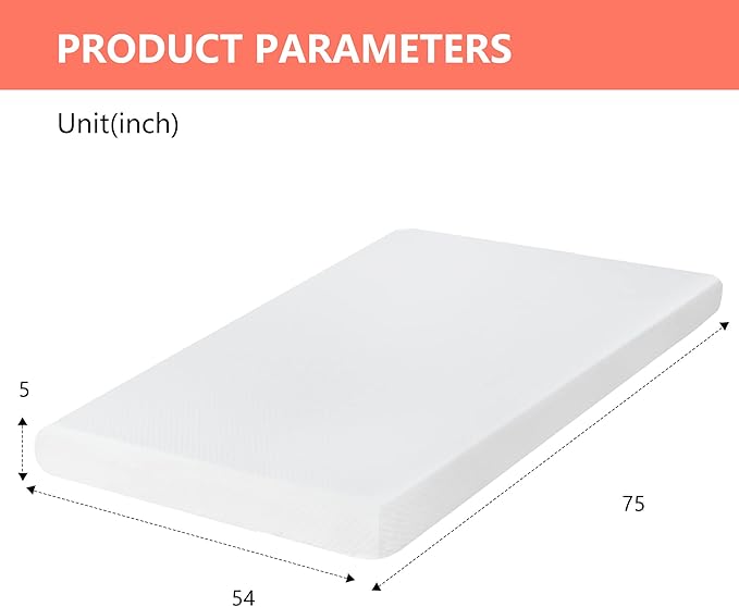 FDW 5 Inch Gel Memory Foam Mattress Medium-Firm Mattress for Pressure Relief & Cooler Sleep Mattress for Kid Adults CertiPUR-US Certified Mattress in a Box, Full