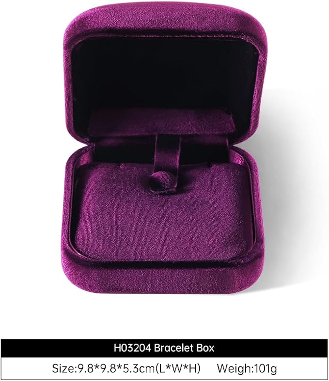 Resilient Velvet Ring Earrings Bracelet Necklace Display Box, Travel Mini Jewelry Organizer Case (Purple, Bracelet Box)