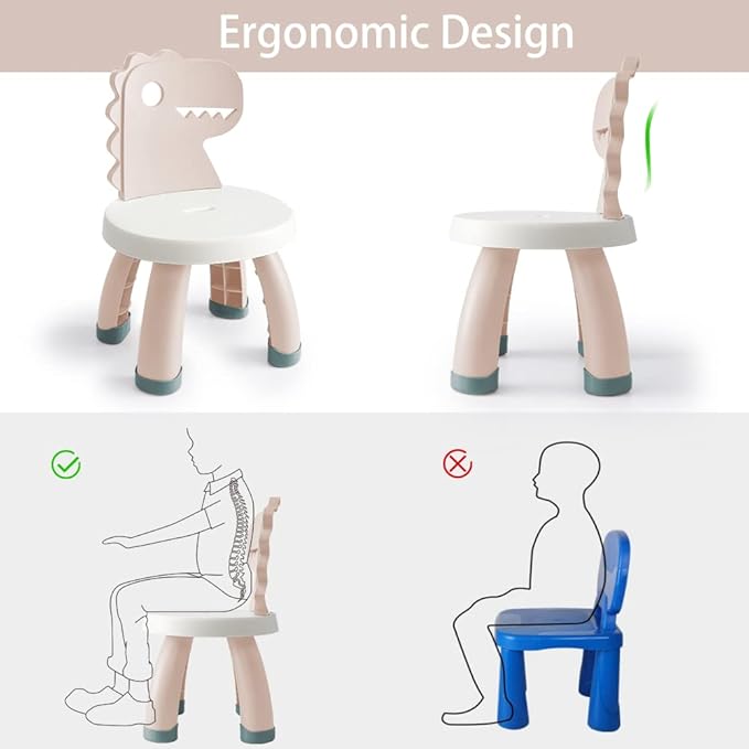 Toddler Chair,Plastic Kids Dino Chair,Sturdy Durable and Lightweight Toddler's Activity Chairs,Anti-Slip Ergonomic Design Kids Step Stool,Indoor or Outdoor Use for Boys Girls Aged 2+ (Pink)