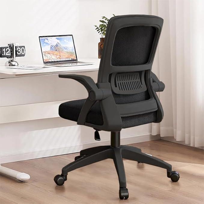 Office Chair, Ergonomic Desk Breathable Mesh Swivel Chair with Flip-Up Arms and Lumbar Support Computer for Home Office