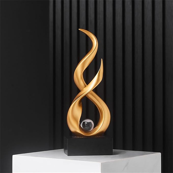 AWNR Abstract Art Deco Decor Statues for Home,Shelves,Table,Living Room, Dining Room,Modern Sculpture Decoraciones of Homes for Sale (Gold B)